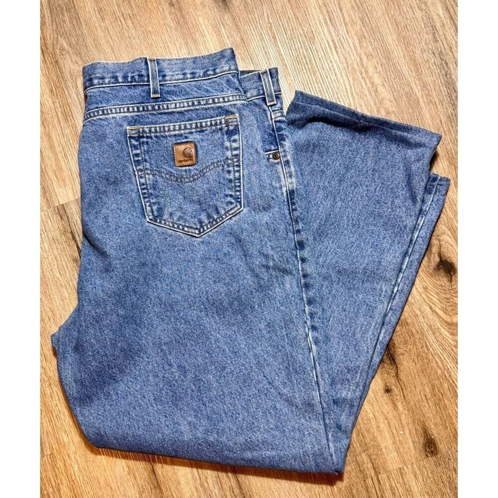 Carhartt B18 STW Jeans Mens 44x29 Traditional Fit Straight Leg Light Wash